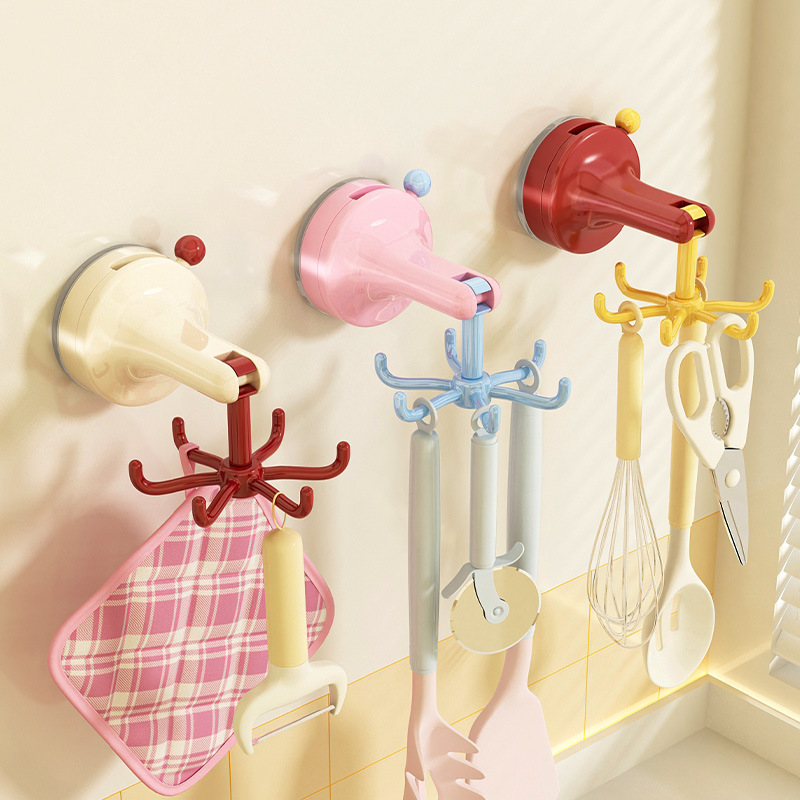 Kitchen Appliances Cabinet - Suction Cup Rotating Kitchen Hook No
