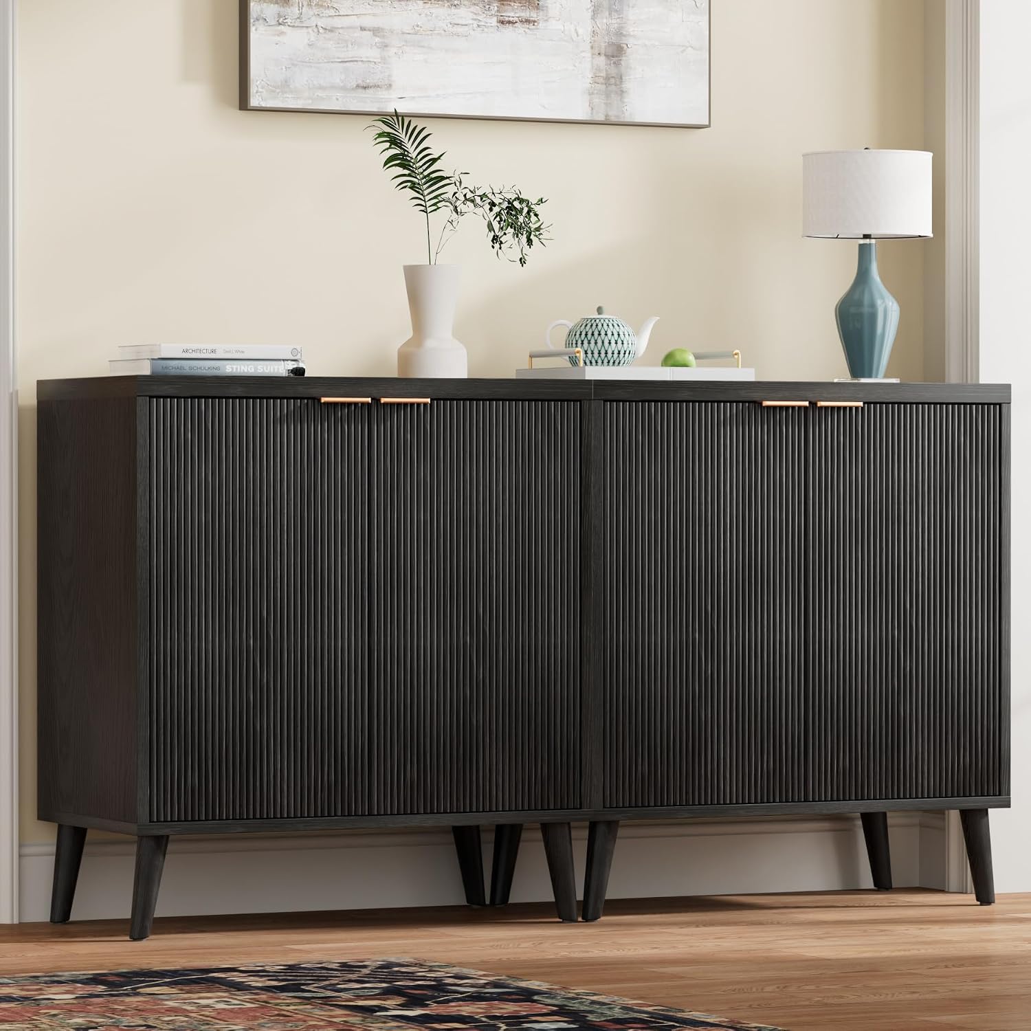 Fluted Buffet Cabinet With Sto - Kitchen Appliances Cabinet review and price